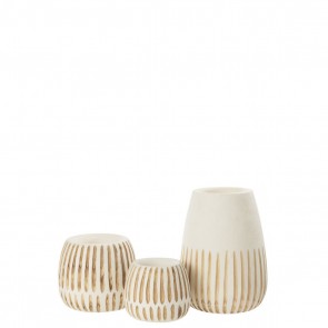 VASE YING 31345 WOODEN WHITE 21xH:30 2