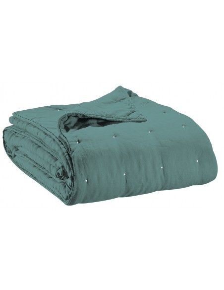 BED COVER VIVARAISE ZEFF PRUSSE 240×260 FRONT SIDE 100%LINEN BACKSIDE 100%COTTON