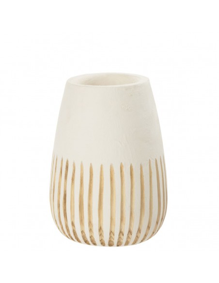 VASE YING 31345 WOODEN WHITE 21xH:30