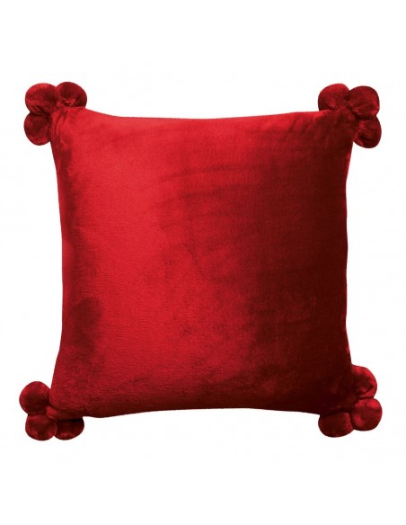 CUSHION VIVARAISE TENDER POMPONS RUBIS 45×45 100% POLYESTER