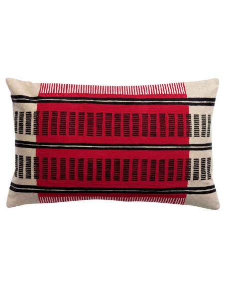 HANDMADE CUSHION VIVARAISE EDEN BRODE GROSEILLE 40x65 100% COTTON