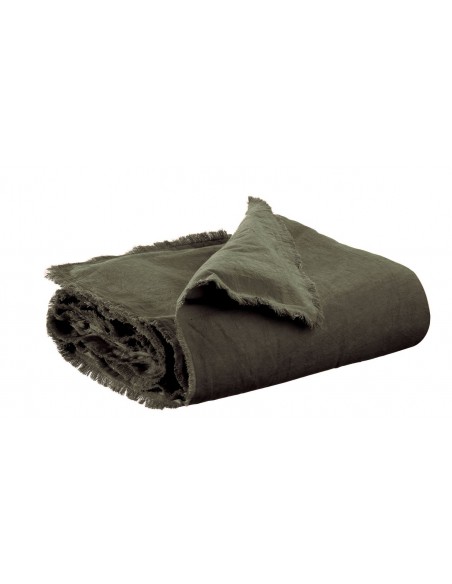 ΑΝΩΣΤΡΩΜΑ ΚΑΝΑΠΕ VIVARAISE LALY OLIVE 85x200 50% ΛΙΝΟ 50% ΒΑΜΒΑΚΙ