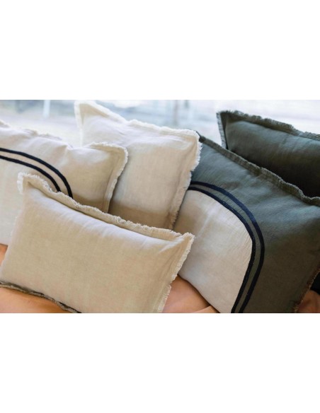 CUSHION VIVARAISE LALY BICOLORE OLIVE  40x65 50% LINEN 50% COTTON