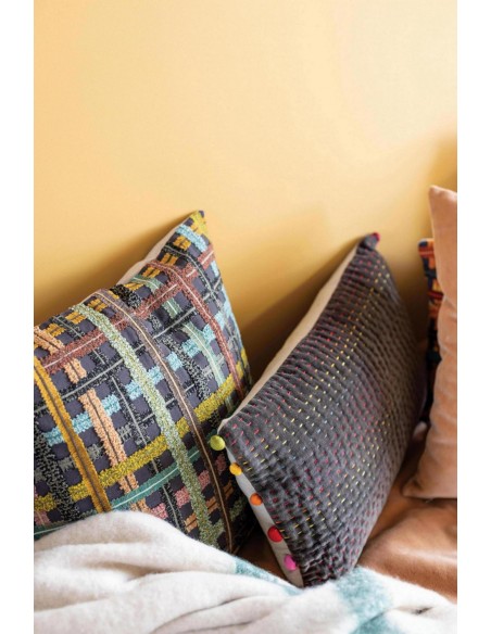 HANDMADE CUSHION VIVARAISE SOLINE AMBRE 45x45 100% COTTON