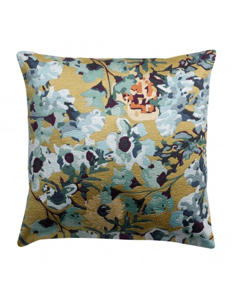 HANDMADE CUSHION VIVARAISE HORTENSE BRODE MULTICO 45×45 100% COTTON