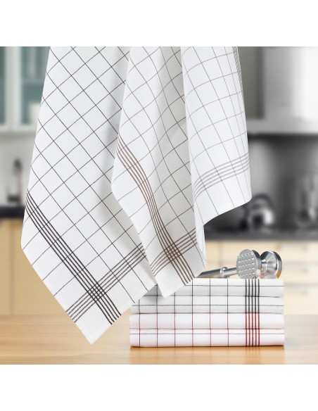 KITCHEN TOWEL WINKLER CLASSIC CARREAUX NOIR 50x75 58% COTTON  42% LINEN