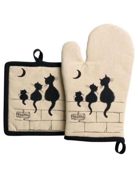 KITCHEN PLATE GLOVE WINKLER DUBOUT 3 CHATS ET COMPAGNIE 18x28  100% COTTON