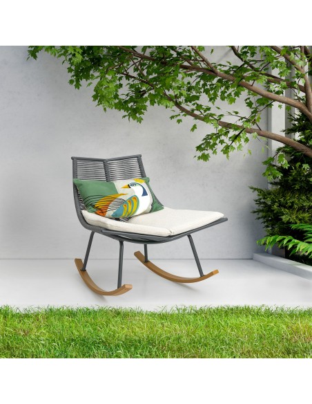 DRASTIS 03 GREY ROCKING CHAIR 95x99x97 WITH CUSHION