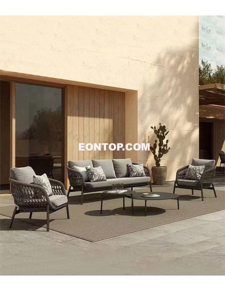 SOFA OUTDOOR AMMOURA 02 70x70x80 LOUNGE CHAIR ALUMΜINIUM-ROPE