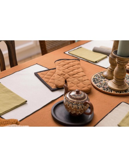 KITCHEN PLATE GLOVE WINKLER GRACE CARAMEL 15x32 100% COTTON