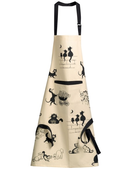 KITCHEN APRON WINKLER DUBOUT 3 CHATS BEIGE 72x85 100% COTTON