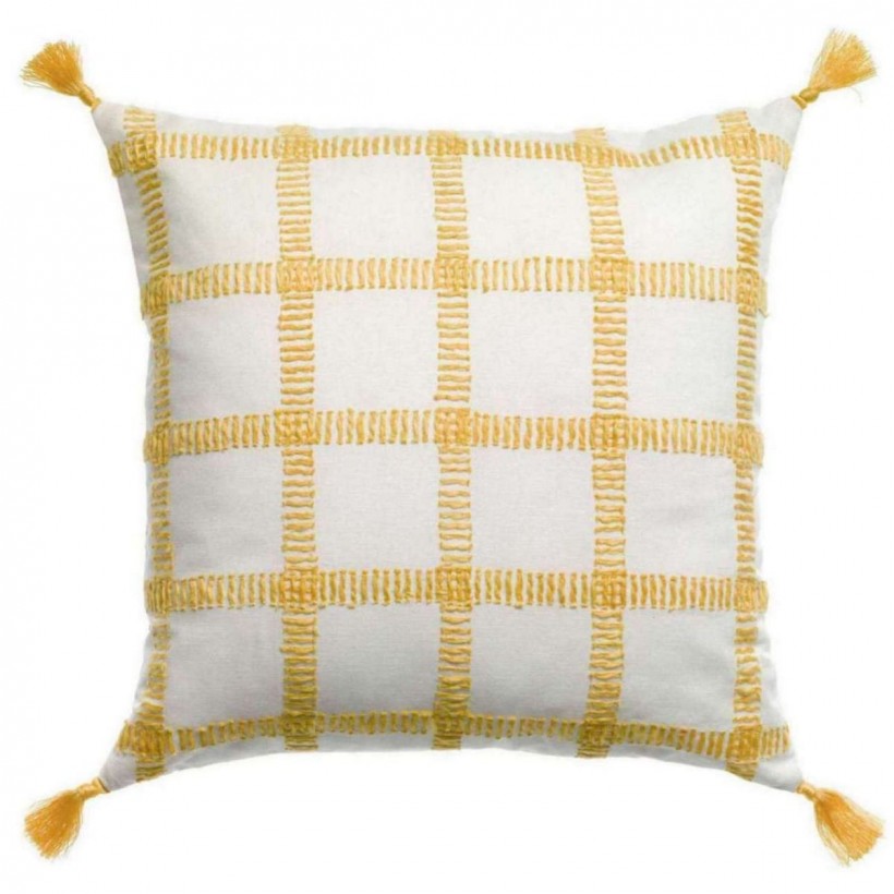 ΜΑΞΙΛΑΡΙ VIVARAISE DIANA CARREAUX MIMOSA 45×45 50% Cotton – 50%Linen plain color backside