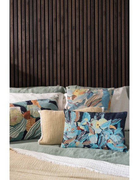 HANDMADE CUSHION VIVARAISE DORI MARINE 30x50 100% COTTON