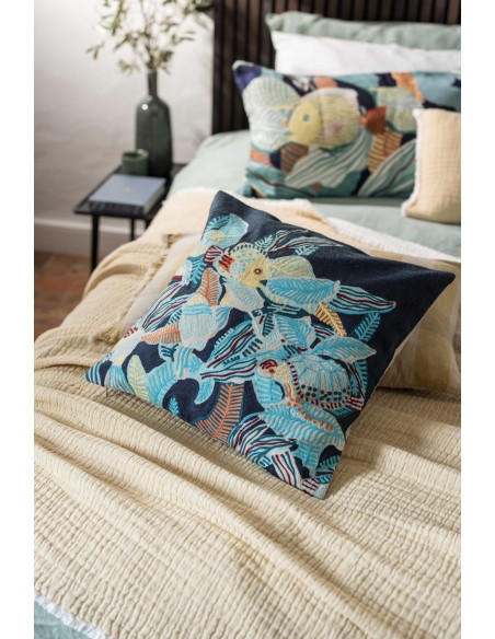 HANDMADE CUSHION VIVARAISE DORI MARINE 45x45 100% COTTON
