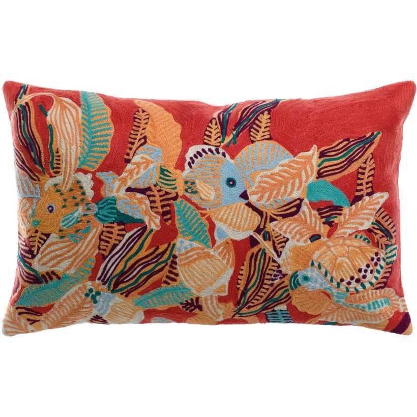 HANDMADE CUSHION VIVARAISE DORI PAPAYE 30x50 100% COTTON