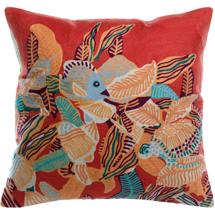 HANDMADE CUSHION VIVARAISE DORI PAPAYE 45x45 100% COTTON