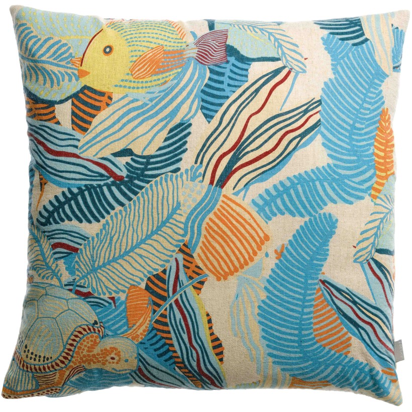 CUSHION VIVARAISE DORI LAGON 45x45 IMPRIME 55% LINEN 45% COTTON