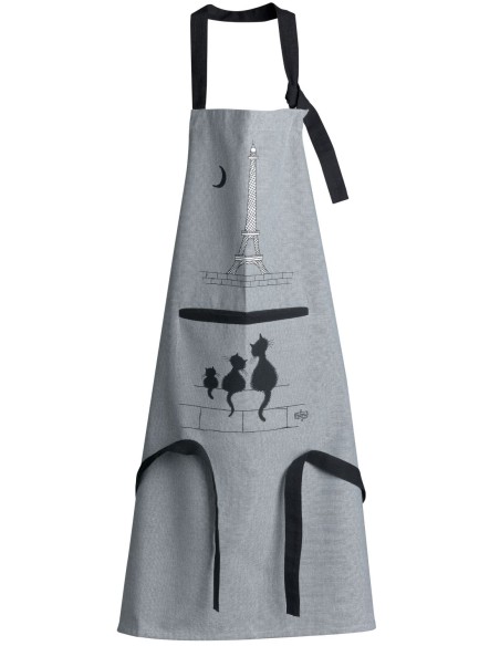 KITCHEN APRON WINKLER DUBOUT CHATS TOUR EIFFEL GRIS 72x85 100% RECYCLED COTTON