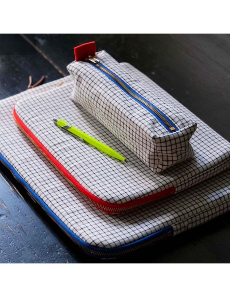 PENCIL CASE LA CERISE STYLO BLUE ORGANIC COTTON