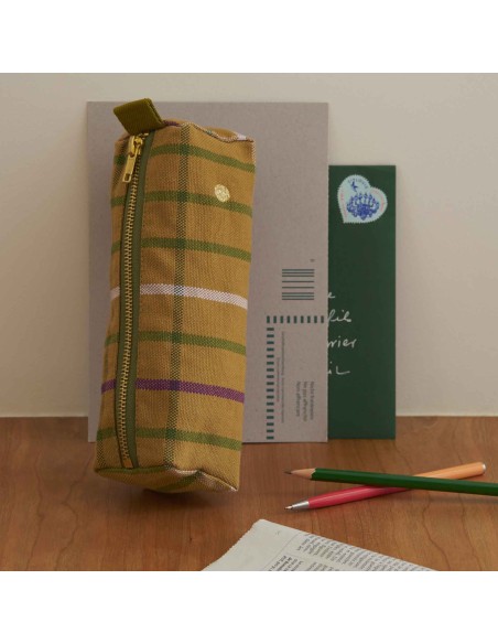 PENCIL CASE LA CERISE SCOTTY MARRON ORGANIC COTTON