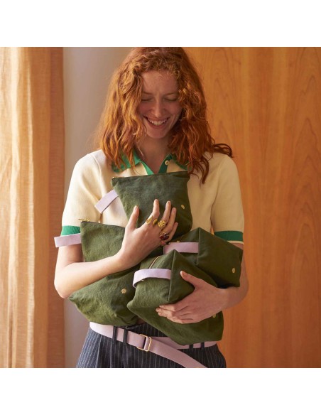 TOILETRY BAG LA CERISE IONA KALE 22x18 ORGANIC COTTON