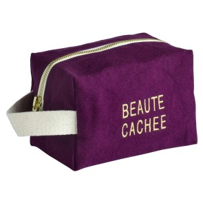 TOILETRY BAG LA CERISE CUBE BEAUTE CACHEE PURPLE BRODE...
