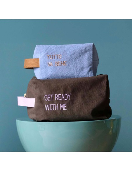TOILETRY BAG LA CERISE TUTTO VA BENE BRODE BLUETIFUL 15.50x10 ORGANIC COTTON