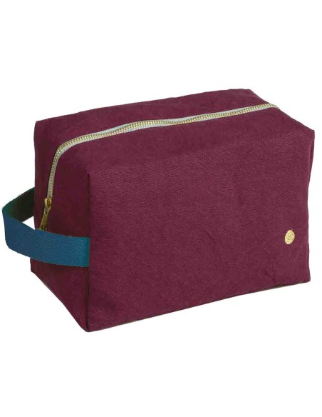 TOILETRY BAG LA CERISE CUBE IONA WINE 22x14 ORGANIC COTTON
