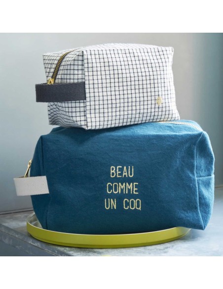 TOILETRY BAG LA CERISE CUBE BEAU COMME ORAGE BRODE 22x14 ORGANIC COTTON