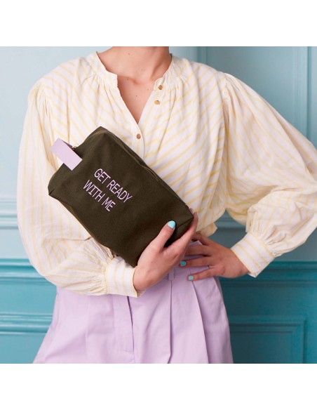 TOILETRY BAG LA CERISE CUBE READY WITH ME KALE BRODE 22x14 ORGANIC COTTON