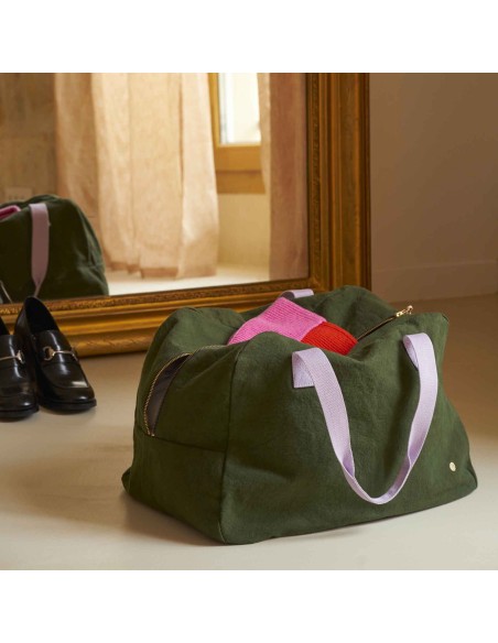 SAC WEEK-END LA CERISE IONA KALE 42x28x19 ORGANIC COTTON