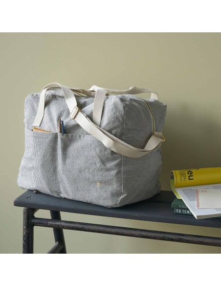 SAC WEEK-END LA CERISEFINETTE CAVIAR  42x30x19 ORGANIC COTTON