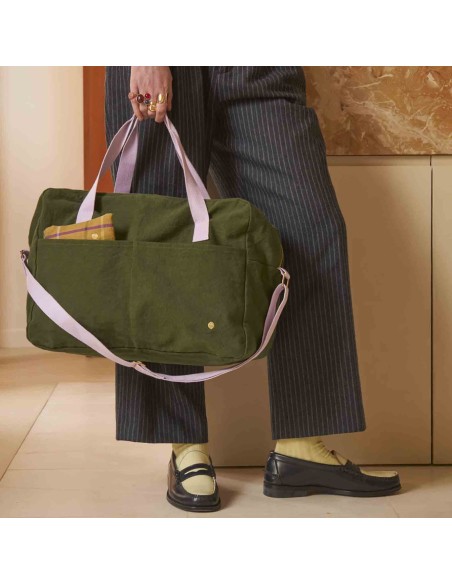 SAC WEEK-END LA CERISE IONA KALE  42x30x19 ORGANIC COTTON