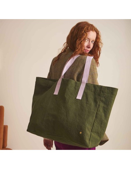 SHOPPING BAG IONA LA CERISE KALE 46x38x19 ORGANIC COTTON