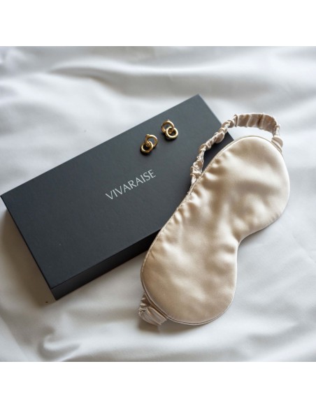 SLEEP MASK VIVARAISE ASHLEY LATTE 9X23 MULBERRY SILK