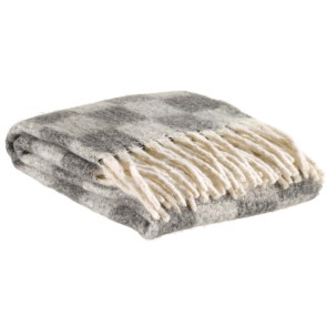 THROW VIVARAISE ISABEL DAMIER ARDOISE 130x160 100%...