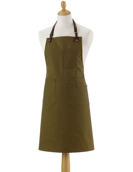 KITCHEN APRON LEO KAKI 70X90 100% RECYCLED COTTON