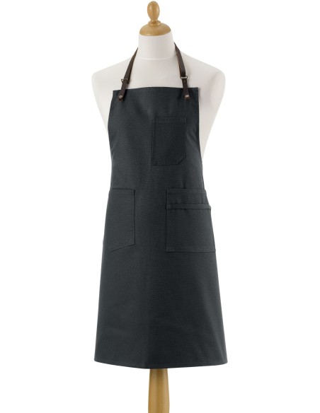 KITCHEN APRON LEO NOIR 70X90 100% RECYCLED COTTON