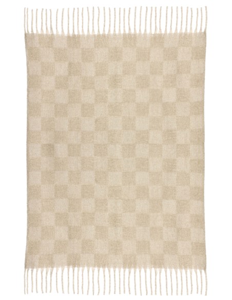 THROW VIVARAISE ISABEL DAMIER NUAGE 130X160 100% RECYCLED POLYESTER