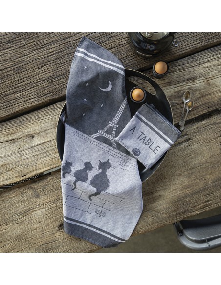 ΠΕΤΣΕΤΑ ΚΟΥΖΙΝΑΣ WINKLER DUBOUT JACQUARD CHATS TOUR EIFFEL OMBRE 50X70 100% ΒΑΜΒΑΚΙ