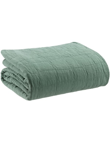THROW VIVARAISE TITOU VERT DE GRIS  140x200 100% RECYCLED COTTON