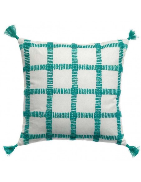 CUSHION VIVARAISE DIANA CARREAUX LAGON 45x45 55% COTTON 45%LINEN