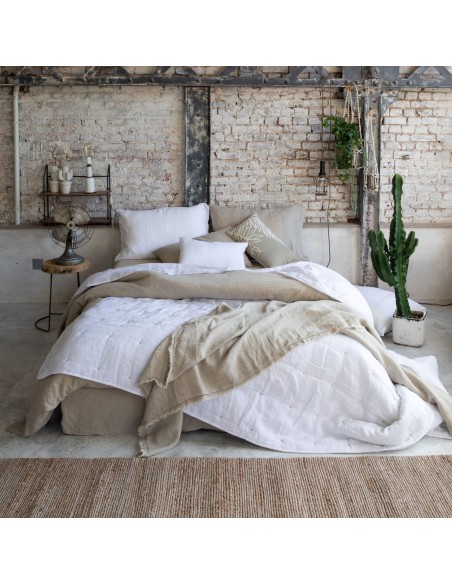 BED COVER VIVARAISE ZEFF BLANC 240×260 FRONT SIDE 100%LINEN BACKSIDE 100%COTTON