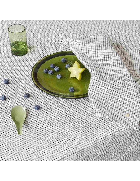 TABLECLOTH LA CERISE GUSTAVE CAVIAR 160x250 100% ORGANIC COTTON
