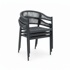 OUTDOOR ARMCHAIR PALAWAN 04 BLACK 56x58x77 ALUMINIUM-ROPE 2