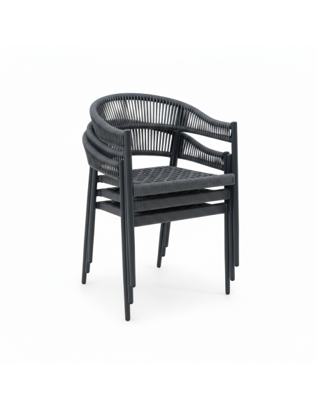 OUTDOOR ARMCHAIR PALAWAN 04 BLACK 56x58x77 ALUMINIUM-ROPE