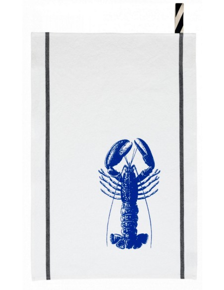 KITCHEN TOWEL LA CERISE HOMARD BLEU MECANO 50X70 100% ORGANIC COTTON