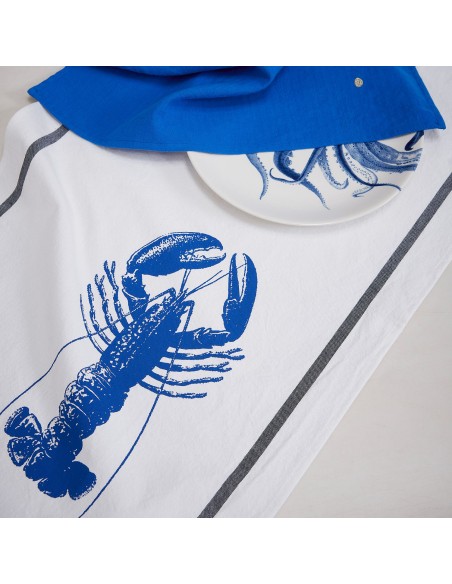 KITCHEN TOWEL LA CERISE HOMARD BLEU MECANO 50X70 100% ORGANIC COTTON
