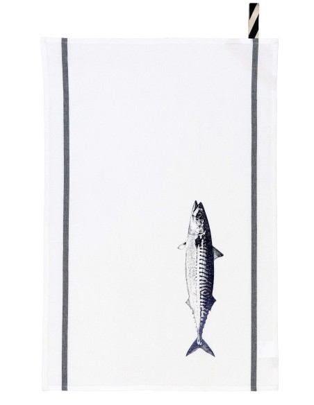 KITCHEN TOWEL LA CERISE MAQUEREAU BRIGHT BLUE 50X70 100% ORGANIC COTTON