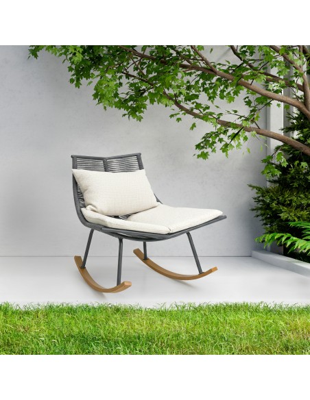 OUTDOOR ROCKER CHAIR DRASTIS 03 95x99x97 ALLUMINIUM - ROPE